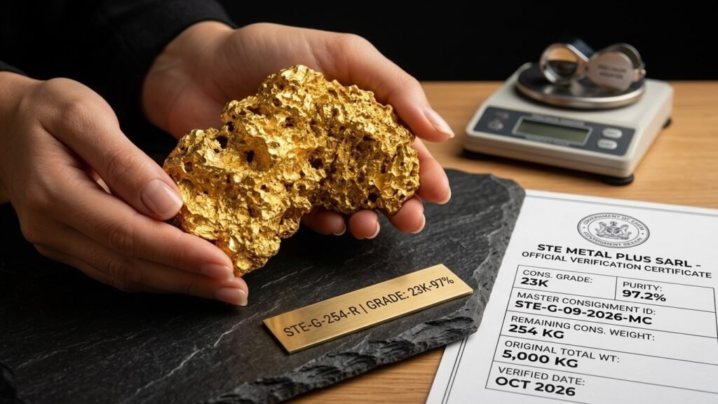 Verified 254 kg of 23K gold nuggets for export - STE Metal Plus Sarl